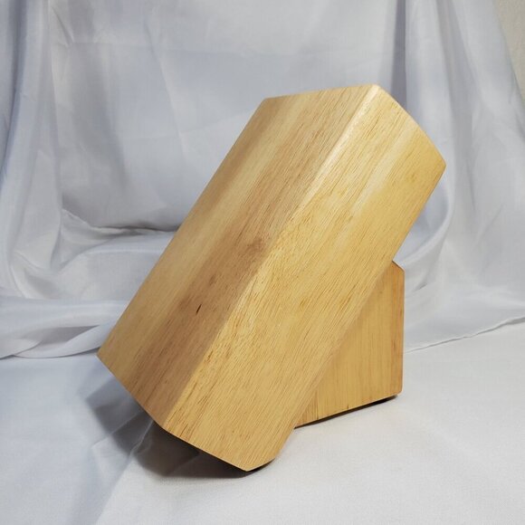 Cuisinart Natural Wood Knife Block 12-Slot Design Brushed Metal Logo BLOCK ONLY - Picture 10 of 10